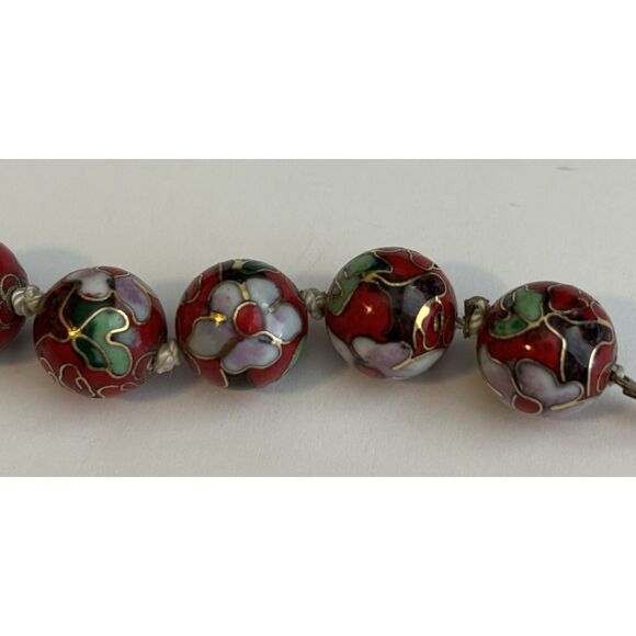 Vintage Chinese cloisonné beaded necklace - Picture 7 of 9